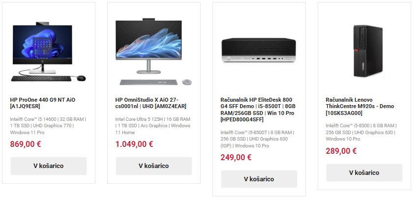 Slika kategorije računalniki s štirimi računalniki in link ki odpre to stran